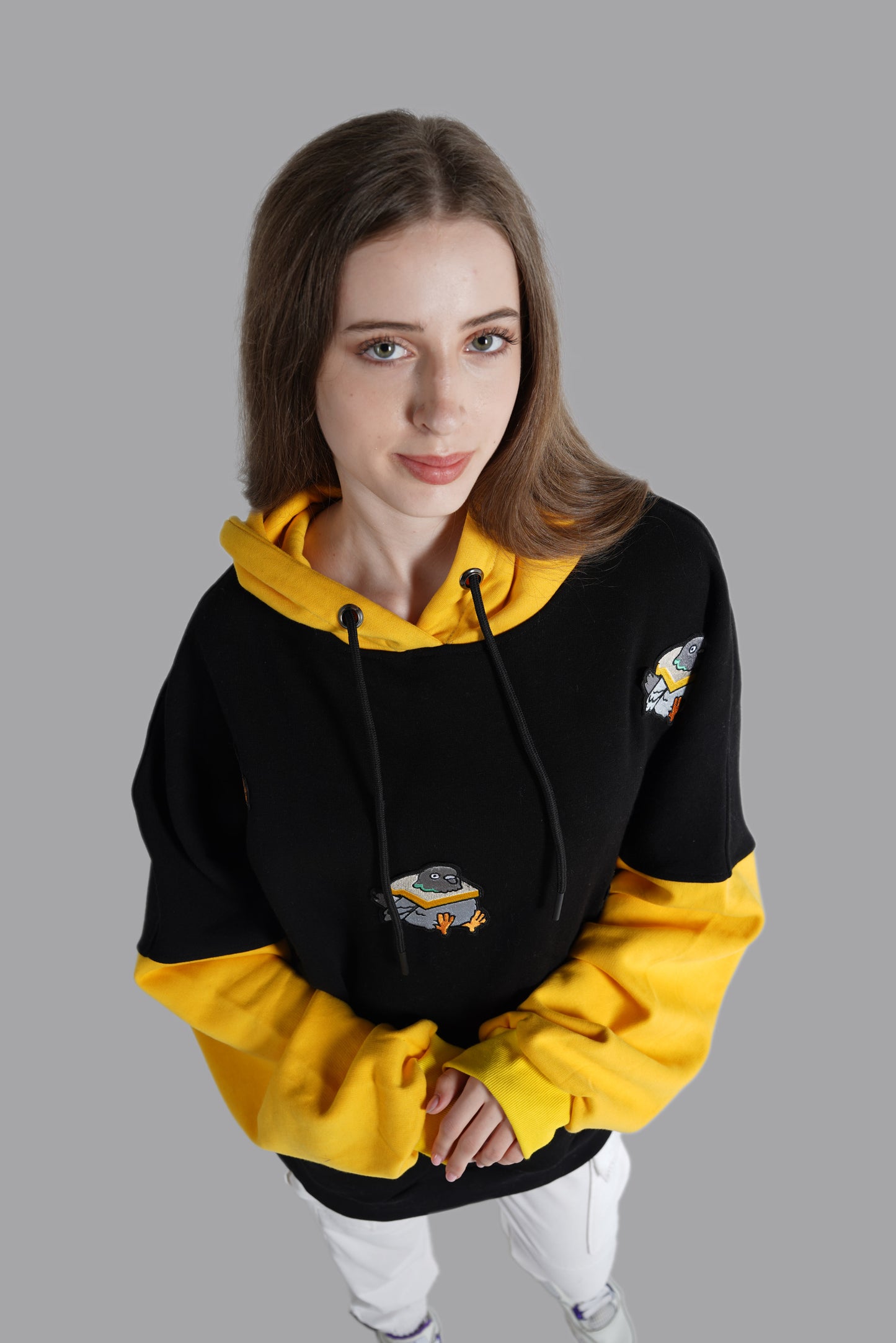 "gray bird stuck in a toast" Hoodie